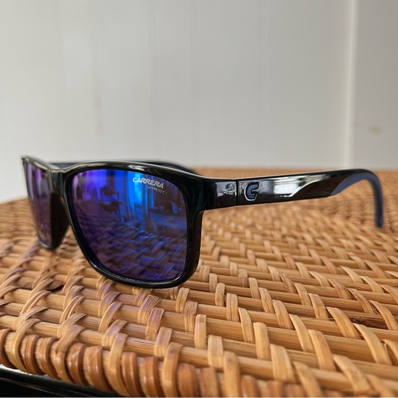 New Carrera 2047T/S Blue Black Sunglasses Lightweight Mirror Lens Rectangle NWOT - Picture 3 of 13